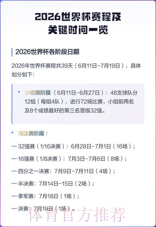 2026世界杯每日赛程详细安排完整安排怎么看